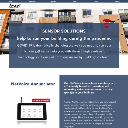 Tech Landing Page for COVID Solutions