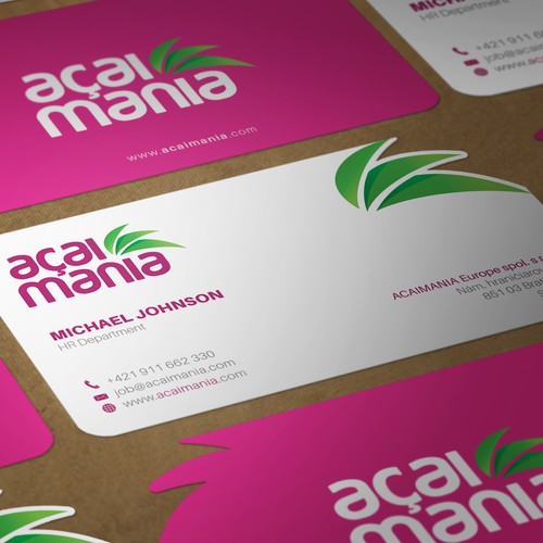 Business card for acaimania