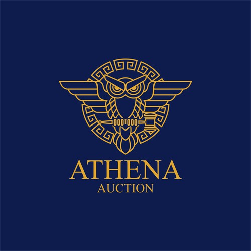 Logo for a new Auction House in Switzerland: Athena Auction (Attributs: Athena, Owl and Hammer) Now in blue or gold