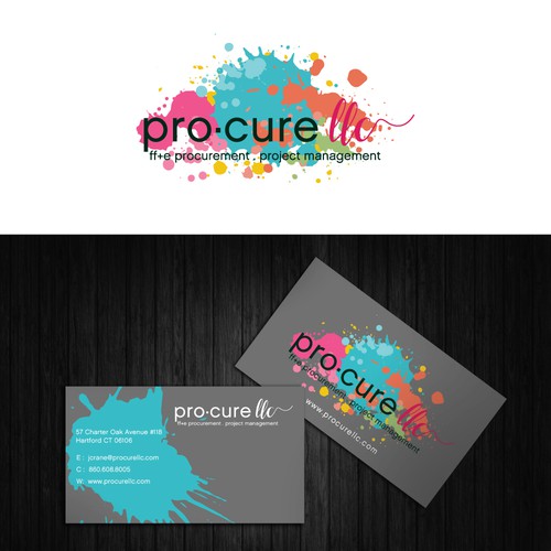 splatter logo and business card for pro.cure