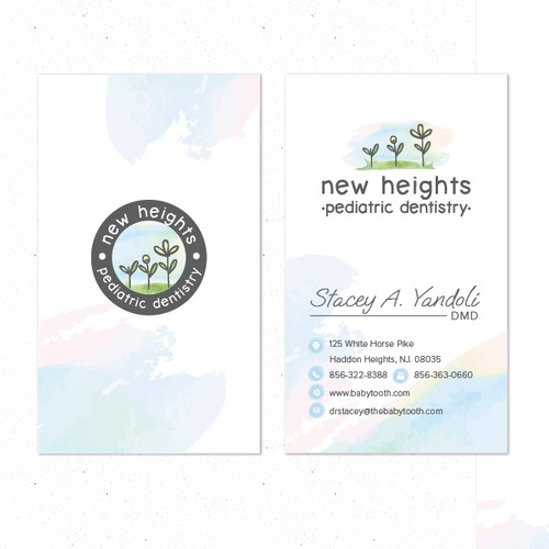 New heights pediatric dentistry business card and letterhead