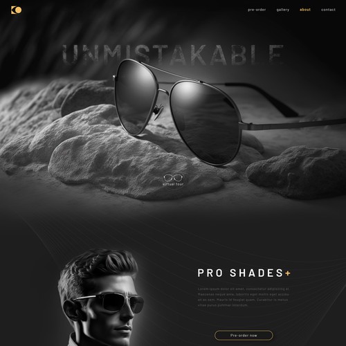 Web page for sunglasses