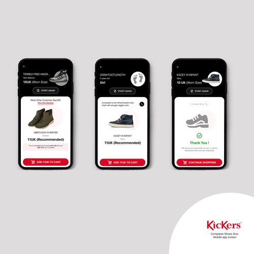 Kickers shose compare mobile screen