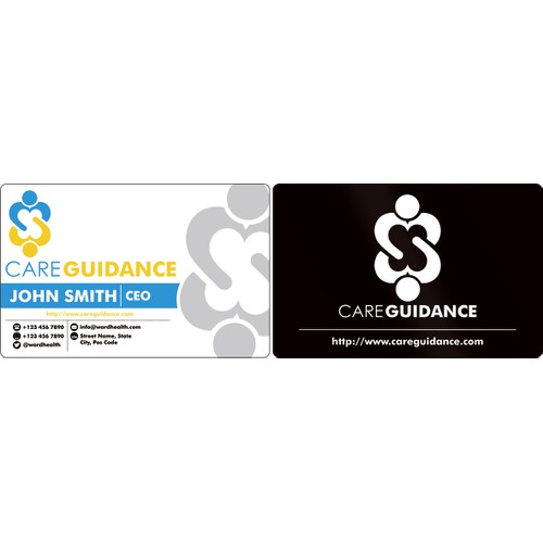 Create an informative and aesthetic business card + letterhead for Care Guidance
