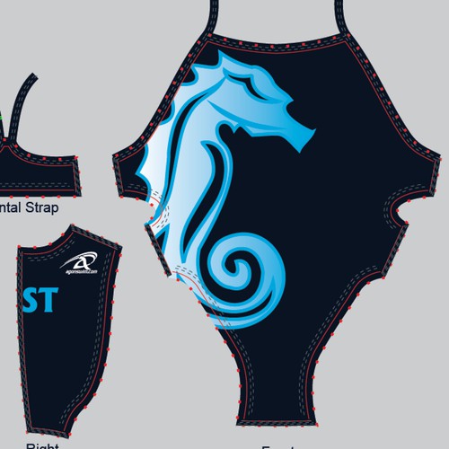 Agonswim Seahorse Mascot Design (girl's swimsuit)
