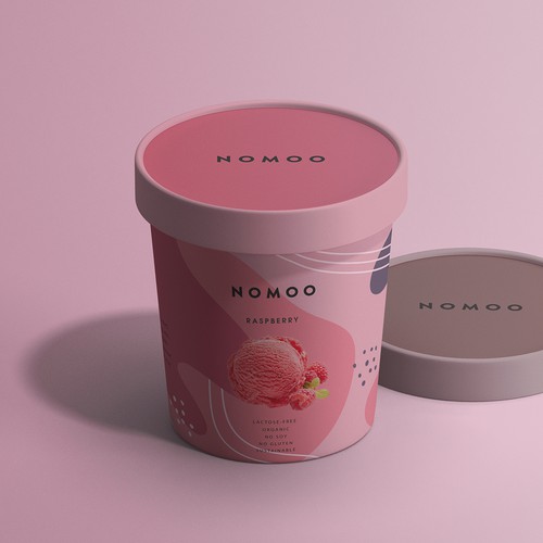 Packaging raspberry and mango ice cream