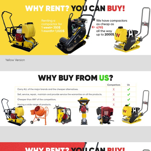  Design website banners for construction equipment retail site.