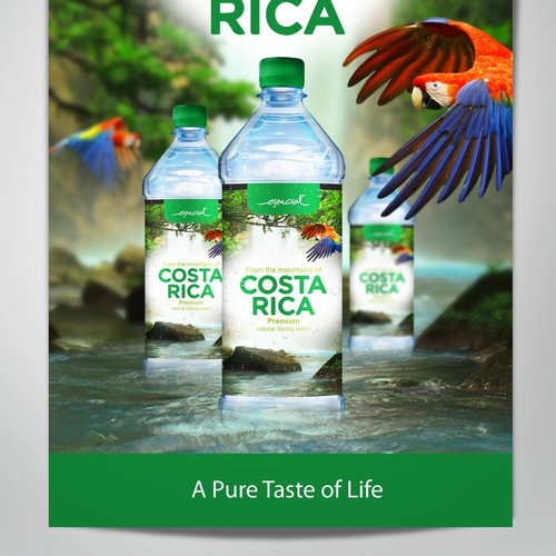 Bottled water label design concept, branding and advertising.