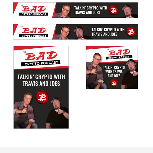 Designer banner ads for the Bad Crypto Podcast