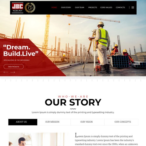Construction company website homepage design