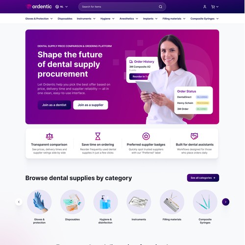 Dental Supply Procurement Website Design