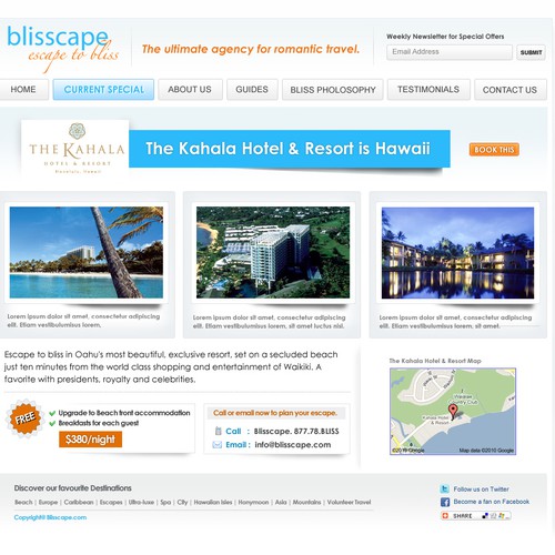 Web design of a travel company