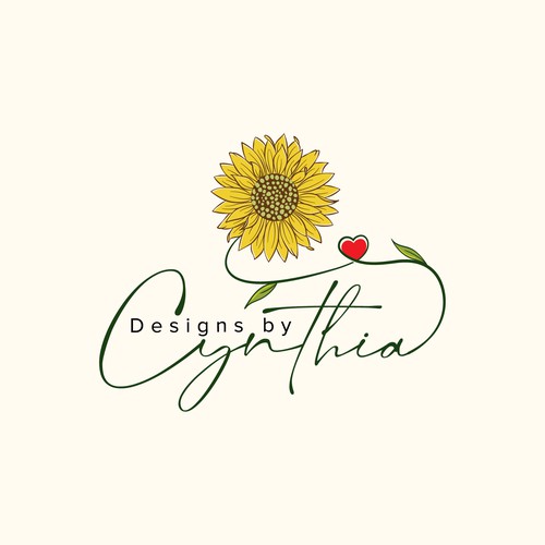 sunflower and love design logo