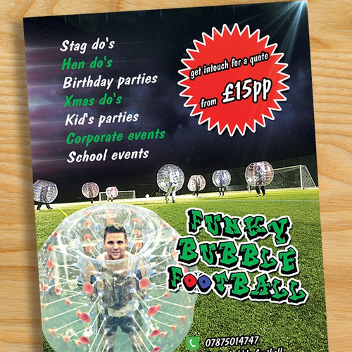 create a eye catching flyer for Zorb football
