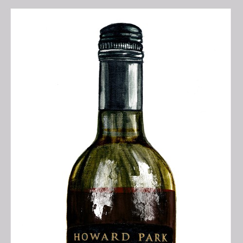 Vintage photorealistic illustration of a bottle for a wine company