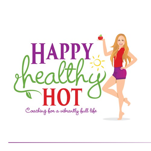 Create a bold, playful, and richly vibrant logo that embodies Happy Healthy Hot Coaching!