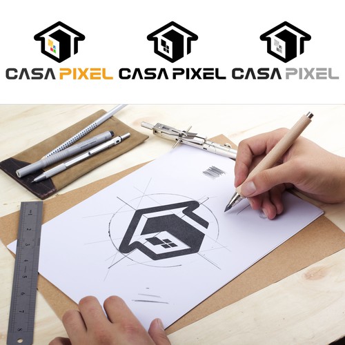 Design a powerful and clean logo for Casapixel, a Motion/2d/3d animation studio