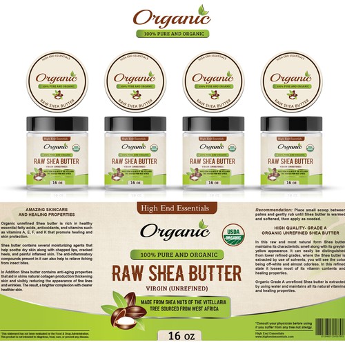 Create an Eye Catching "Organic Shea Butter label" that will draw customers in