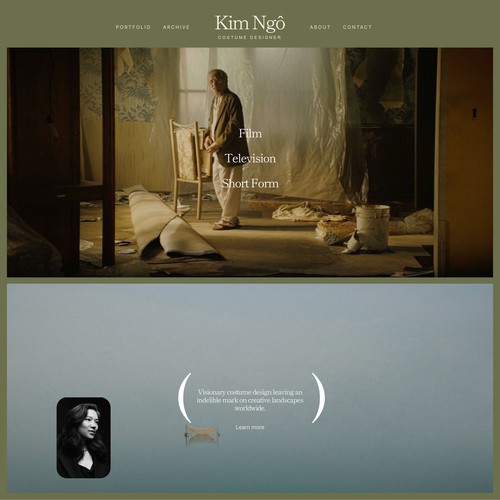 Personable, grounded portfolio site design for costume designer