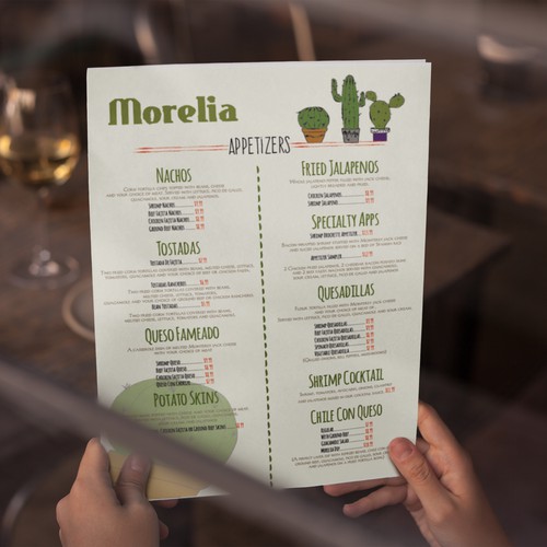 menu concept for mexican restaurant