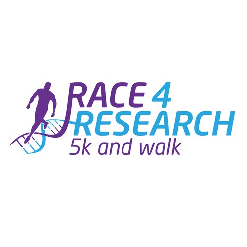 Science-themed logo for Race 4 Research 5K fundraiser