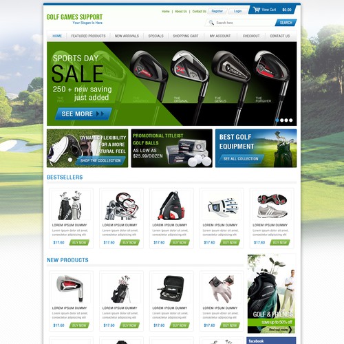 Create the next website design for Golf Games Support