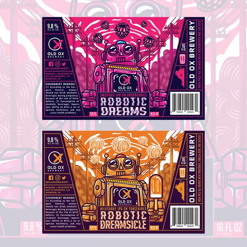 Bold / Fun Robotic and Fruity Beer Labels