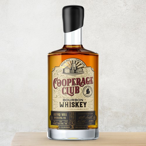 Cooperage Club label design for Alevri Mill Distilling co.