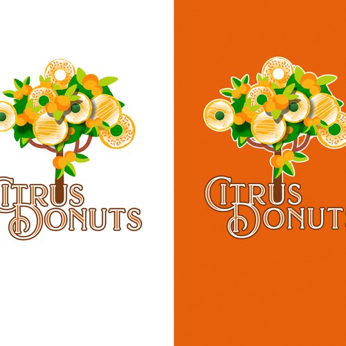 Donut tree design for citrus themed company 
