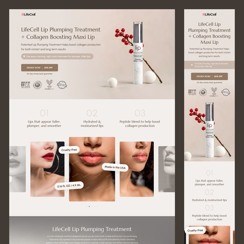 Modern, Sales-Optimized Redesign for LifeCell Lip Plumper