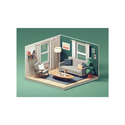 3D Isometric Living Room Animation 