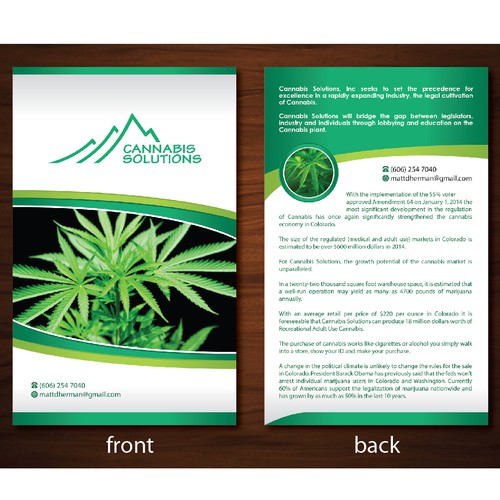 Create a flyer design for cannabis company