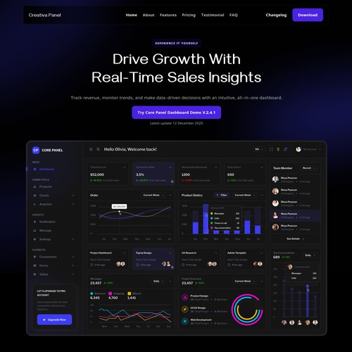 Landing page for saas dashboard