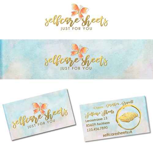 selfcare sheets logo and business card design for an amazing woman from Germany
