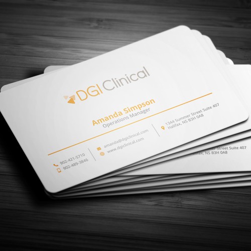 Business card design for "DGI Clinical"