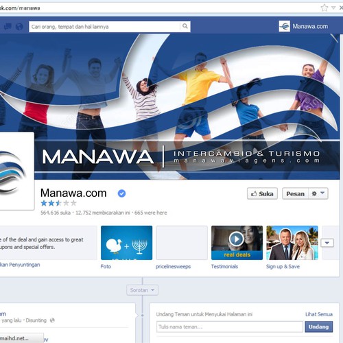 Please create a great Facebook (profile and cover) design for travel agency Manawa!