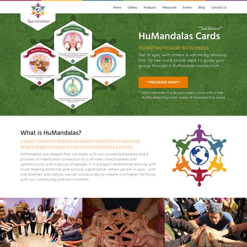 Landing page for new age holistic card game