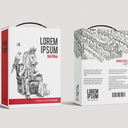 Bold concept for a wine in bag box design 