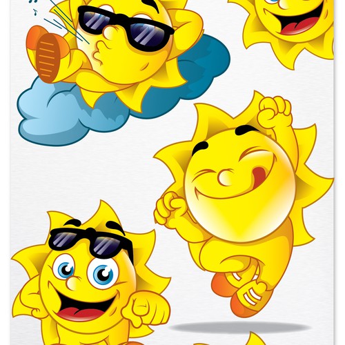 Create a winning fun cartoon sun character