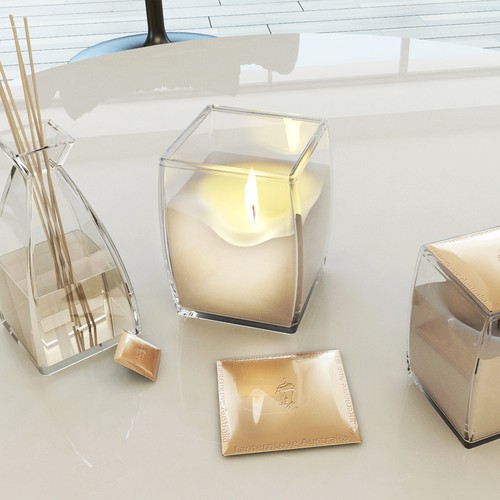 Candle glass vessel, design and visualization