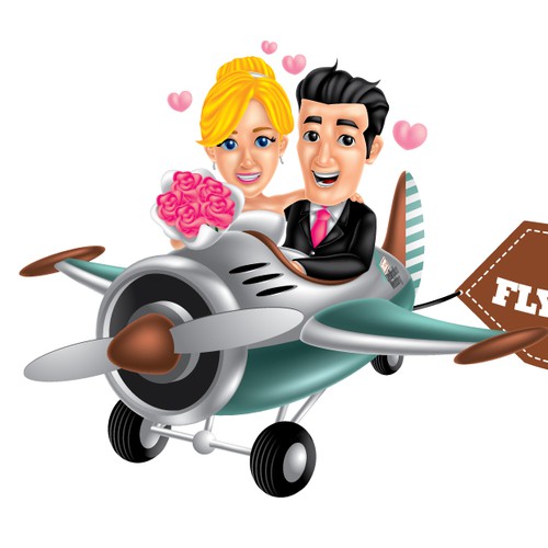 Bride and Groom fly Free Graphic