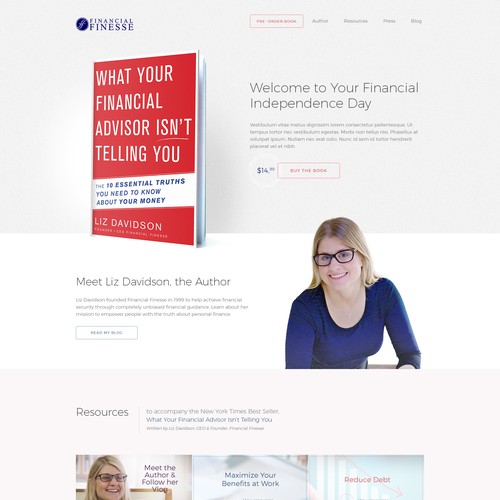 Elegant website design for finacial guide book