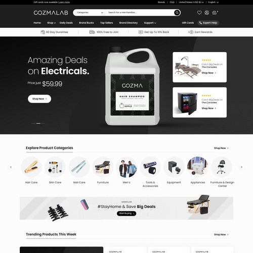 design eye catching home page for cozmalab