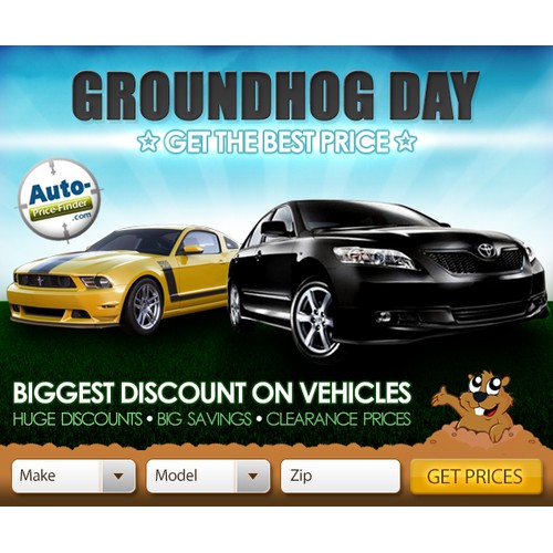 New banner ad wanted for a Cool Automotive Company - Groundhog Day Banner