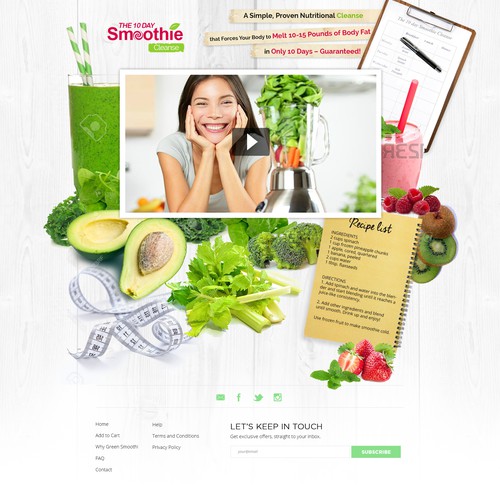 Landing page for smoothie diet.