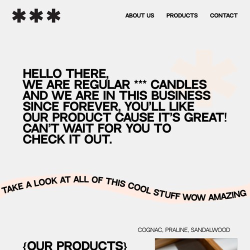 Website design concept for candle shop