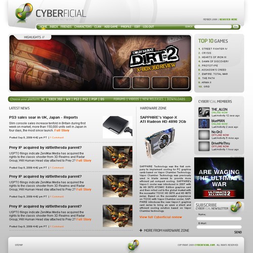 Gaming Social Network Website Design