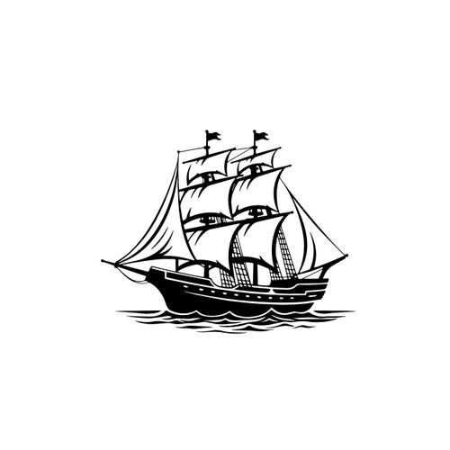 Vintage Drawing of Pirate or Merchant Ship logo design