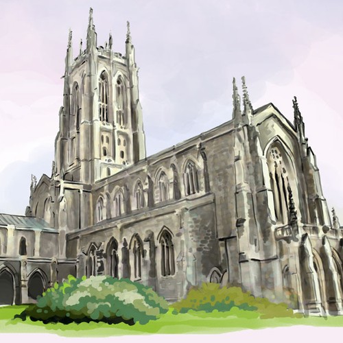 Cathedral illustratio for a Wedding Invitation Card