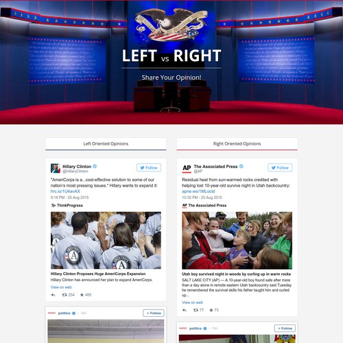 Left vs Right political opinion. 